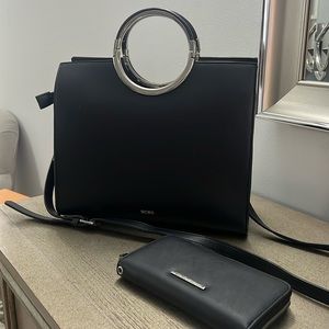 BCBG BLACK BAG WITH MATCHING WALLET